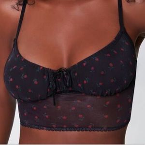 Rose lingerie crop top